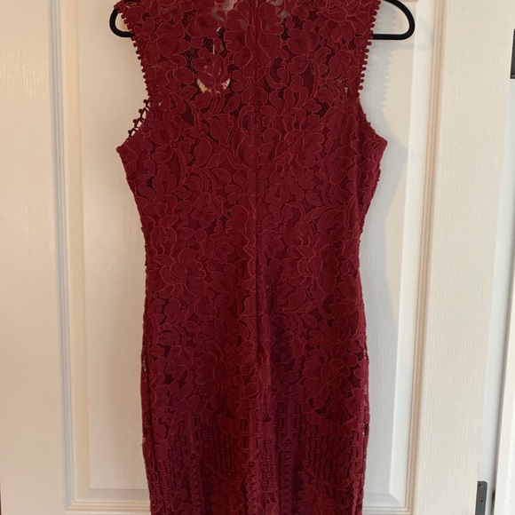 Burgundy Lace Dress - Picture 2 of 3